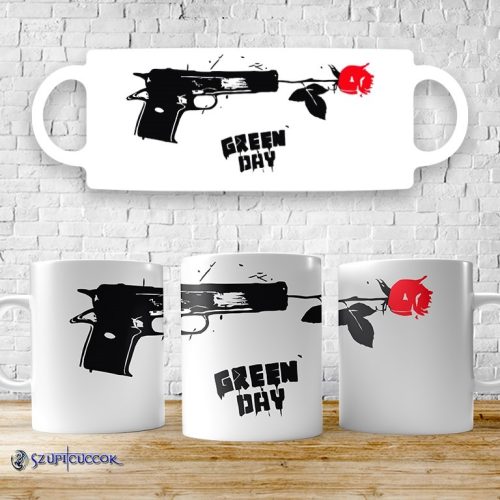 Hrnček Green Day - Pištoľ s ružou