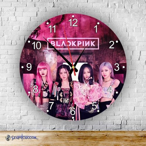 BlackPink okrúhle sklenené nástenné hodiny