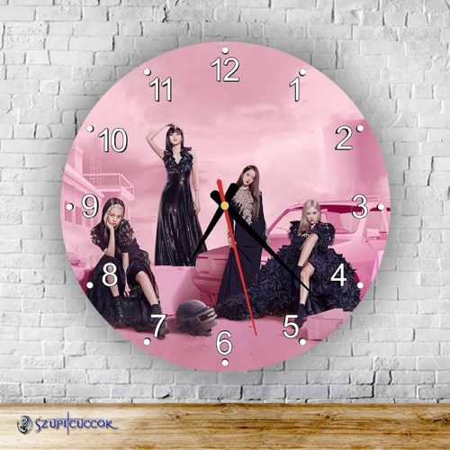 BlackPink Dievčatá okrúhle sklenené nástenné hodiny