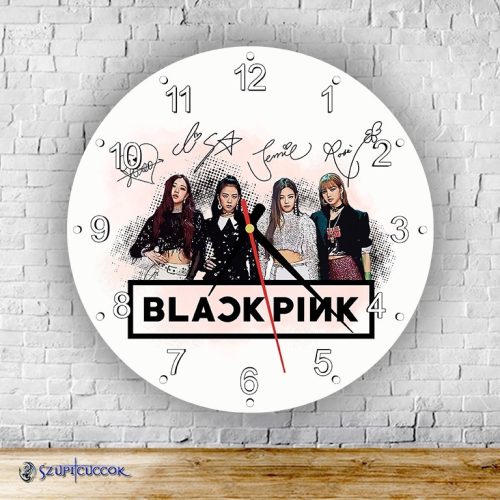 BlackPink Splash okrúhle sklenené nástenné hodiny