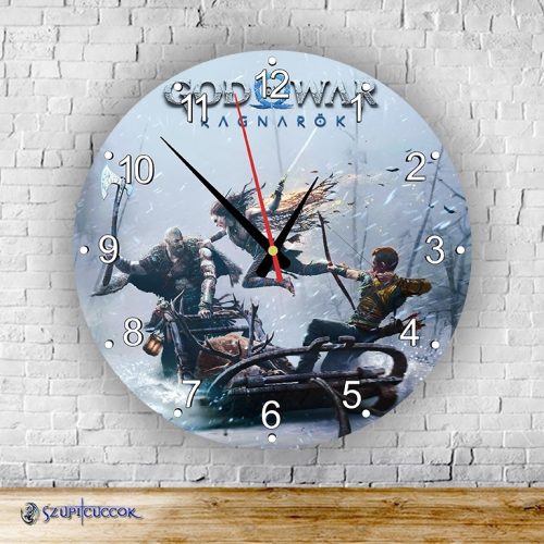God Of War - Ragnarök okrúhle sklenené nástenné hodiny