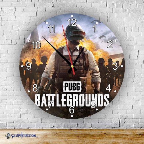 PlayerUnknown's Battlegrounds okrúhle sklenené nástenné hodiny