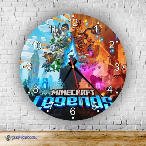 Minecraft Legends okrúhle sklenené nástenné hodiny