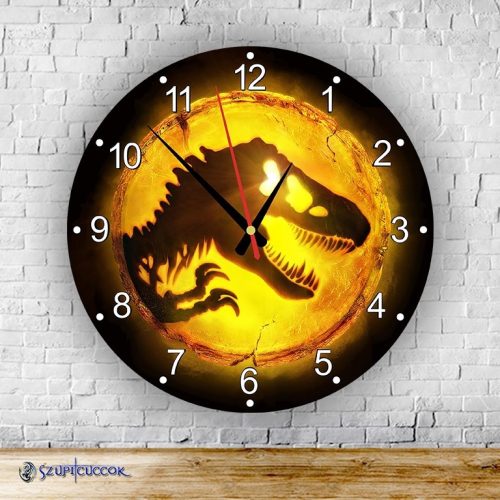 Jurassic World okrúhle sklenené nástenné hodiny