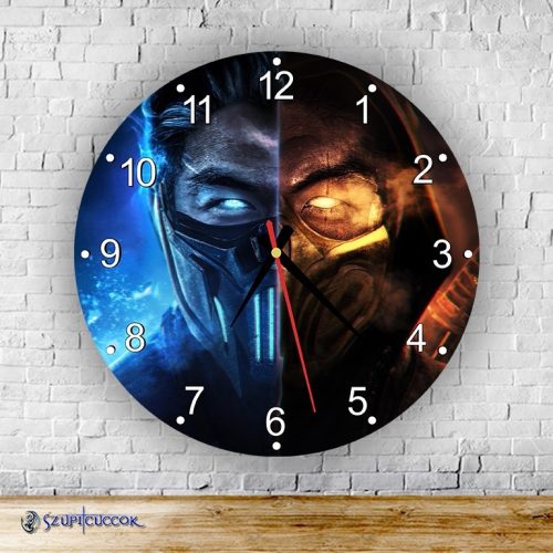 Mortal Kombat okrúhle sklenené nástenné hodiny
