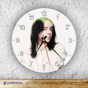 Billie Eilish okrúhle sklenené nástenné hodiny