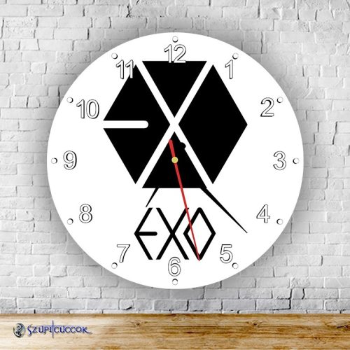 Exo logo okrúhle sklenené nástenné hodiny