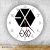 Exo logo okrúhle sklenené nástenné hodiny