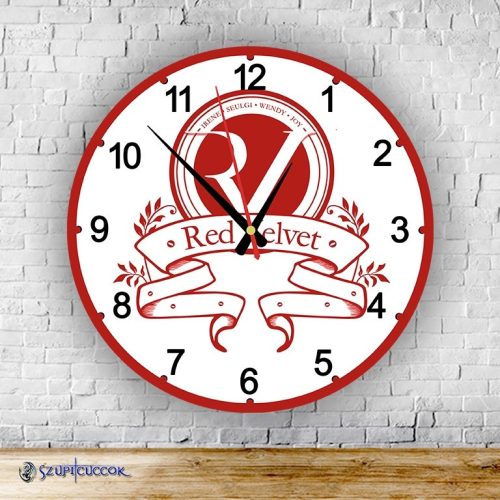 Red Velvet logo okrúhle sklenené nástenné hodiny