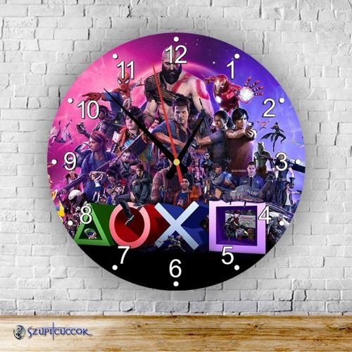 Playstation Exkluzív okrúhle sklenené nástenné hodiny