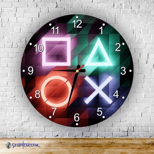 Playstation Ikony okrúhle sklenené nástenné hodiny