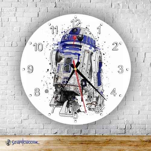 Star Wars - R2D2 okrúhle sklenené nástenné hodiny