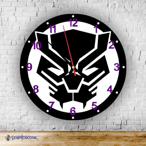 Black Panther logo okrúhle sklenené nástenné hodiny