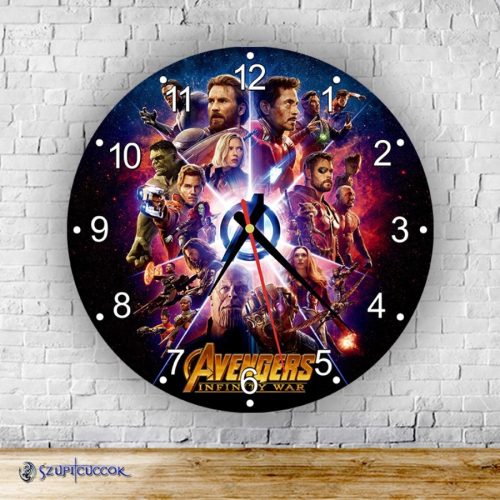 Avengers Infinity War okrúhle sklenené nástenné hodiny