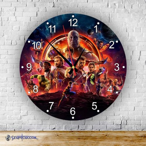 Avengers postavy logo okrúhle sklenené nástenné hodiny