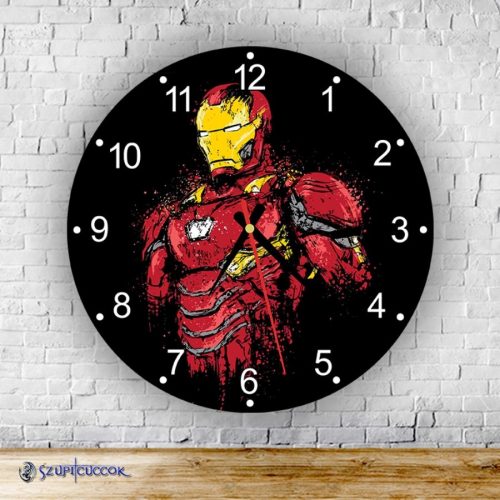 Iron Man okrúhle sklenené nástenné hodiny