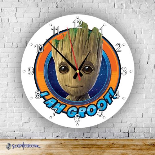 I am Groot! okrúhle sklenené nástenné hodiny