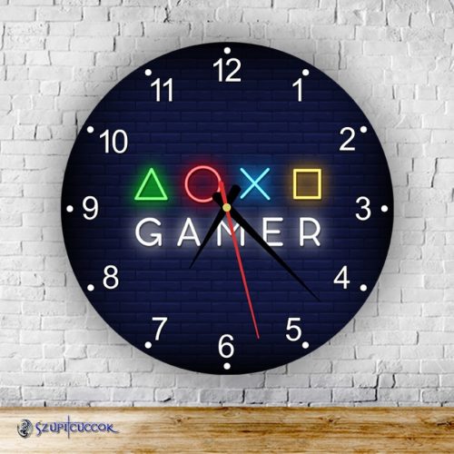 Playstation gamer okrúhle sklenené nástenné hodiny