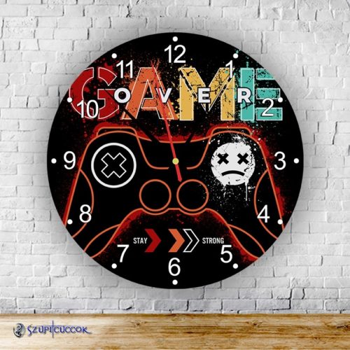 Game over ovládač okrúhle sklenené nástenné hodiny