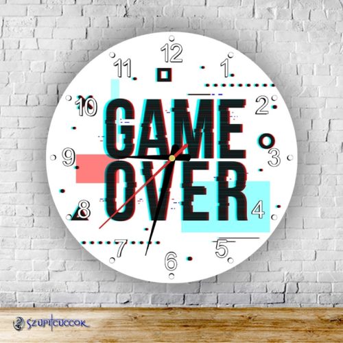 Game over okrúhle sklenené nástenné hodiny
