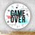 Game over okrúhle sklenené nástenné hodiny