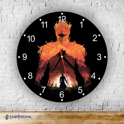 Dark Souls Lord of Cinder okrúhle sklenené nástenné hodiny
