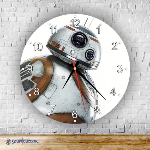 Star Wars BB8 okrúhle sklenené nástenné hodiny