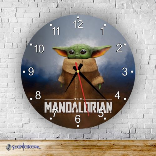The Mandalorian Baby Yoda Grogu okrúhle sklenené nástenné hodiny