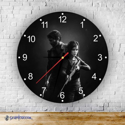 The Last of Us Joel a Ellie okrúhle sklenené nástenné hodiny