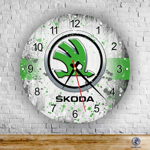 Škoda splash sklenené nástenné hodiny