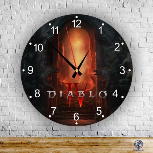 Diablo IV. gate sklenené nástenné hodiny