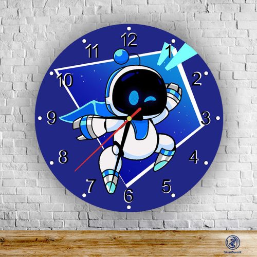 Astro Bot sklenené nástenné hodiny