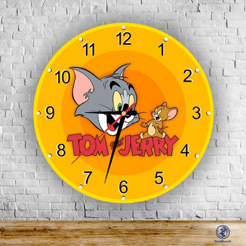 Tom a Jerry - okrúhle sklenené nástenné hodiny