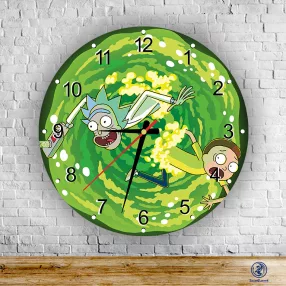 Rick a Morty - okrúhle sklenené nástenné hodiny