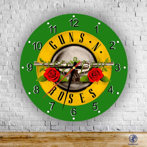 Guns N’ Roses - okrúhle sklenené nástenné hodiny
