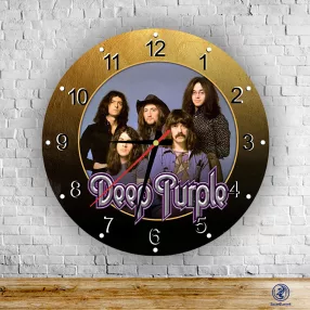 Deep Purple - okrúhle sklenené nástenné hodiny