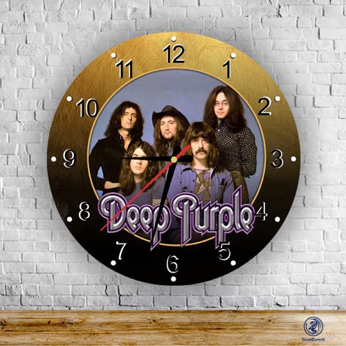 Deep Purple - okrúhle sklenené nástenné hodiny