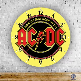 AC/DC - okrúhle sklenené nástenné hodiny