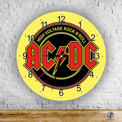 AC/DC - okrúhle sklenené nástenné hodiny