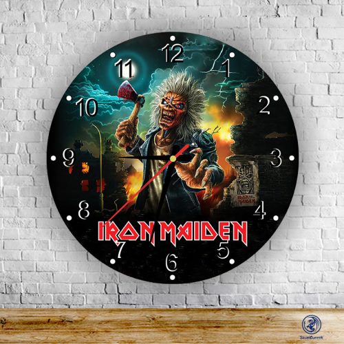 Iron Maiden - Run For Your Lives okrúhle sklenené nástenné hodiny