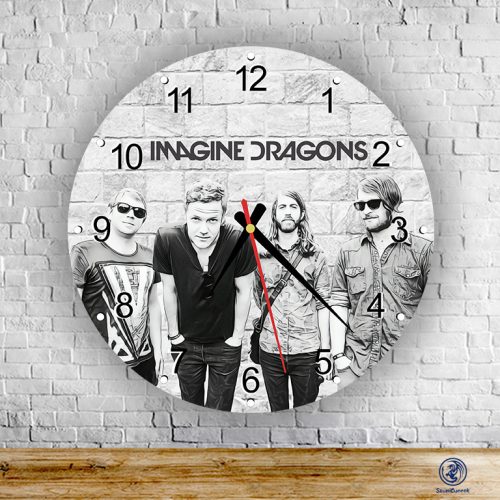 Imagine Dragons okrúhle sklenené nástenné hodiny