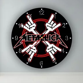 Metallica - okrúhle sklenené nástenné hodiny