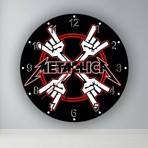 Metallica - okrúhle sklenené nástenné hodiny