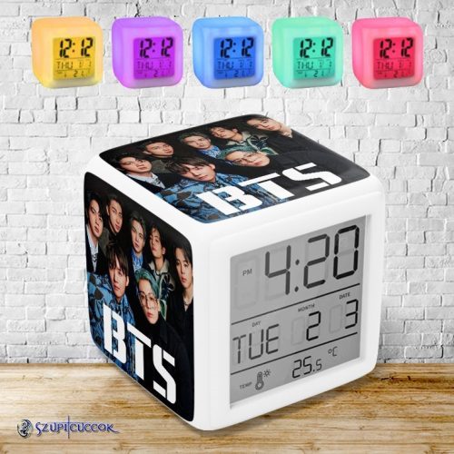BTS meniace farbu svetelný budík