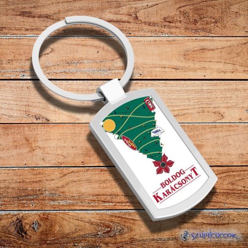 Stranger Things - Veselé Vianoce kovová kľúčenka