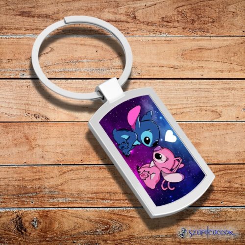 Stitch a Angel kovová kľúčenka