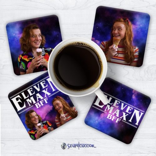 Súprava podložiek pod poháre Stranger Things - Eleven a Max BFF (4ks)