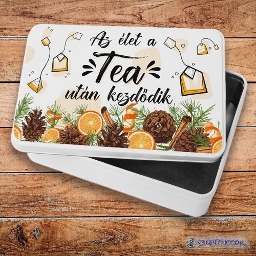 Život začína po čaji kovový sendvičový box (úložný box)