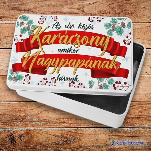 Prvé spoločné Vianoce ako dedo kovový sendvičový box (úložný box)