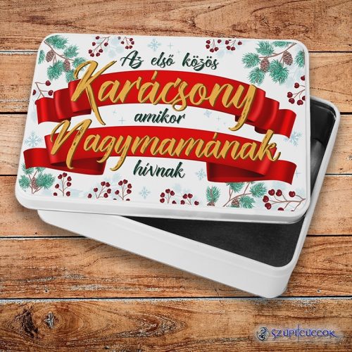 Prvé spoločné Vianoce ako babka kovový sendvičový box (úložný box)